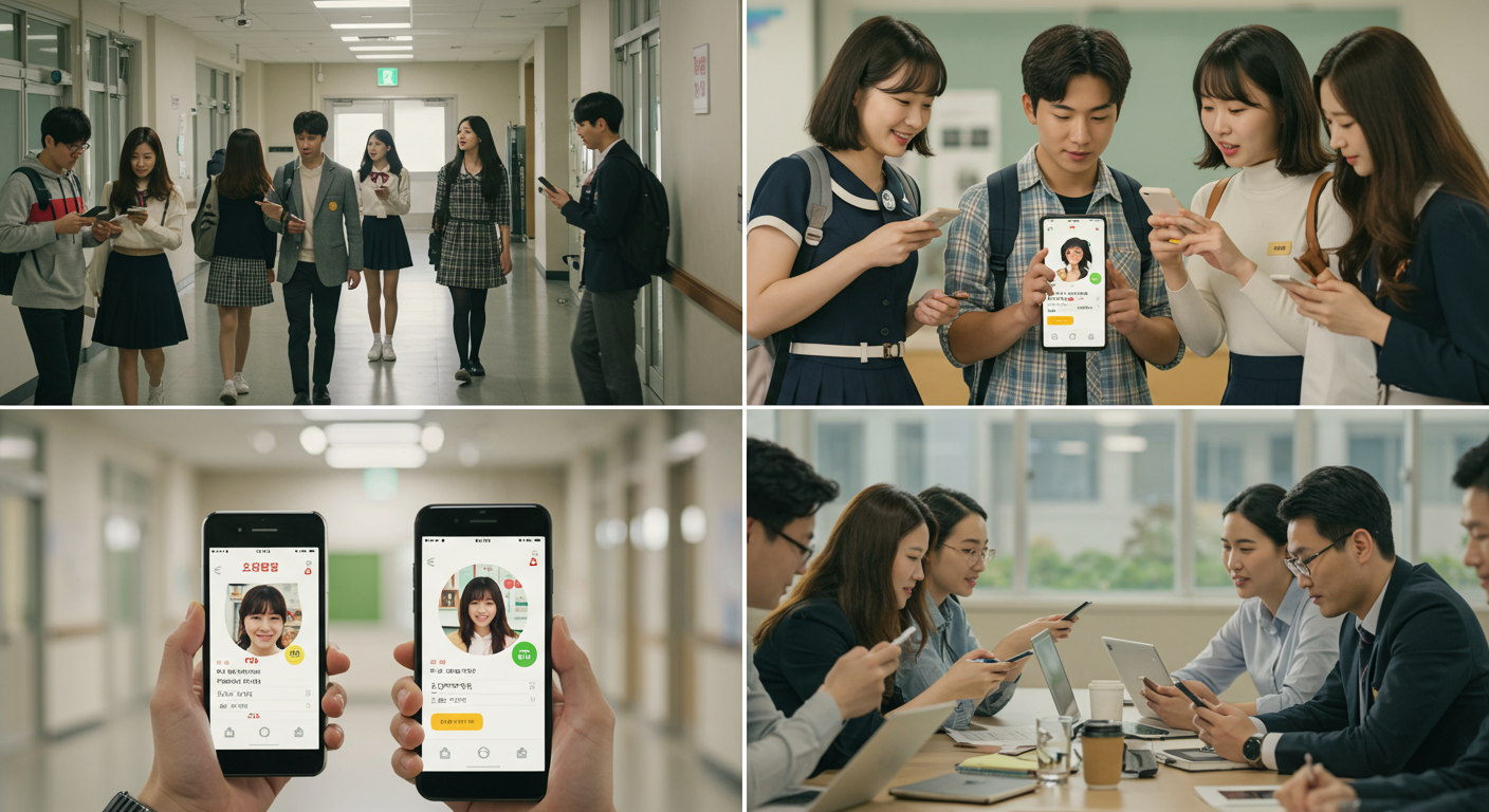 학교와 사무실 등 다양한 장소에서 각기 다른 프로필을 보여주는 사람들