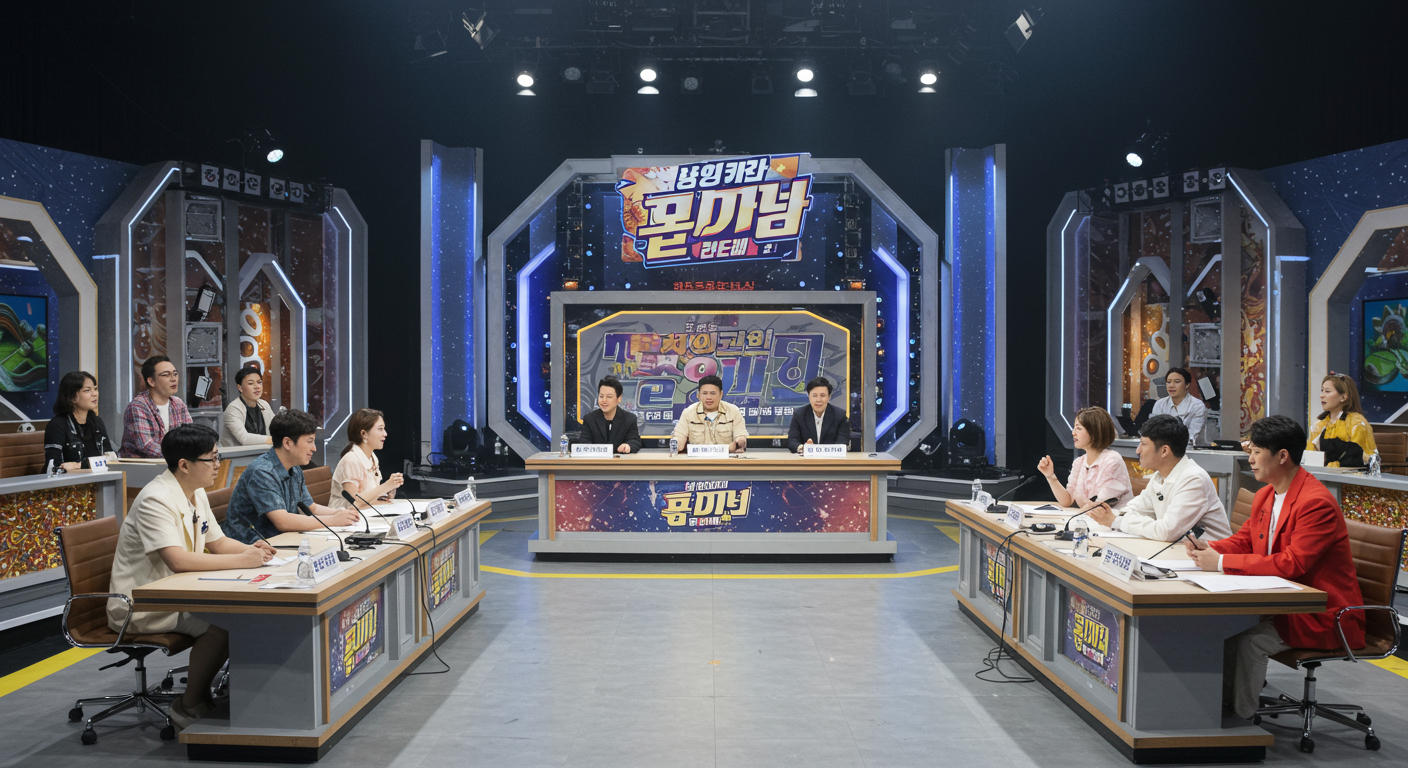 연예인과 일반인으로 구성된 판정단이 스튜디오에서 토론하는 장면