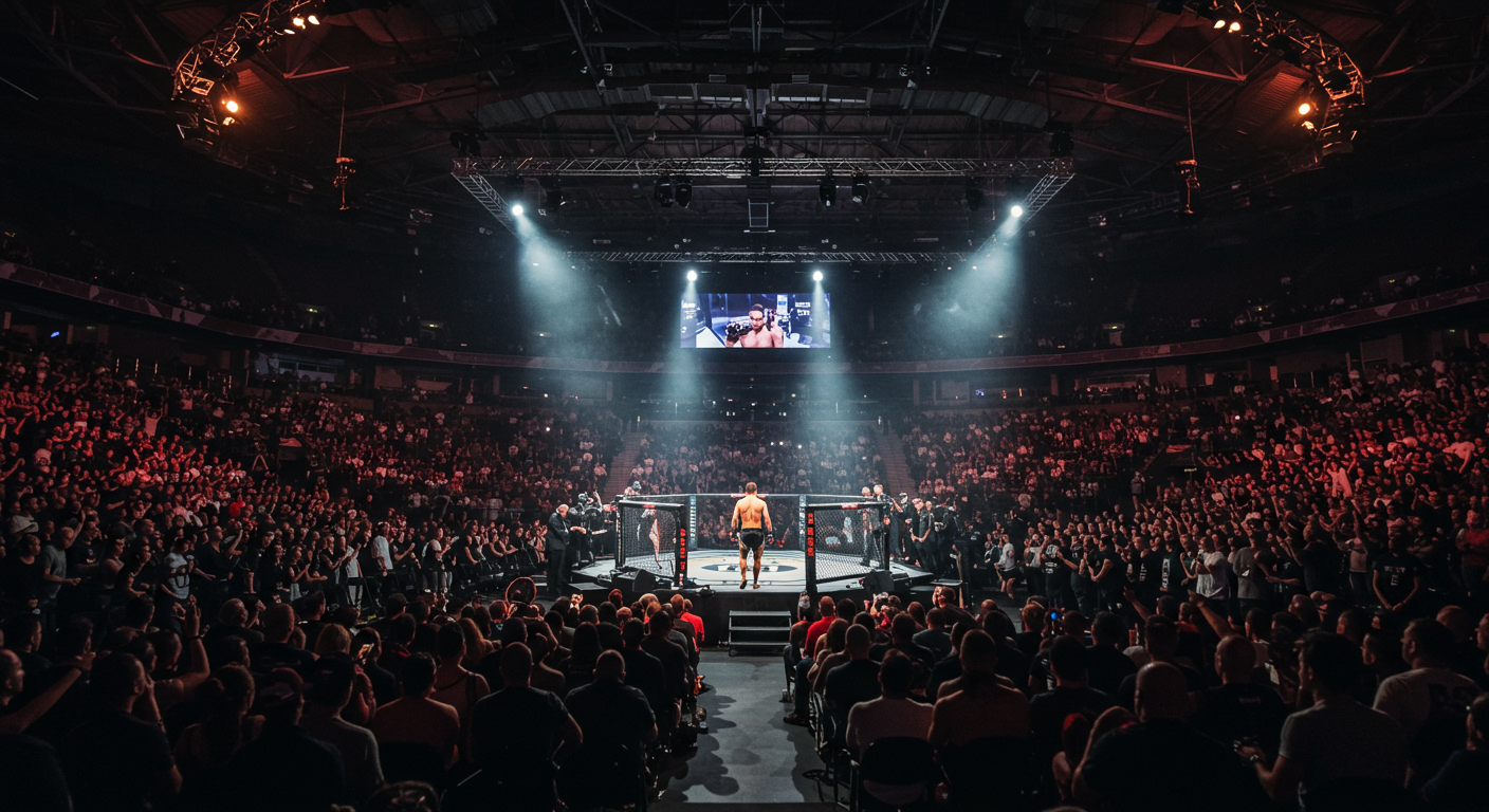 라스베이거스에서 열린 UFC 경기장의 열광적인 분위기