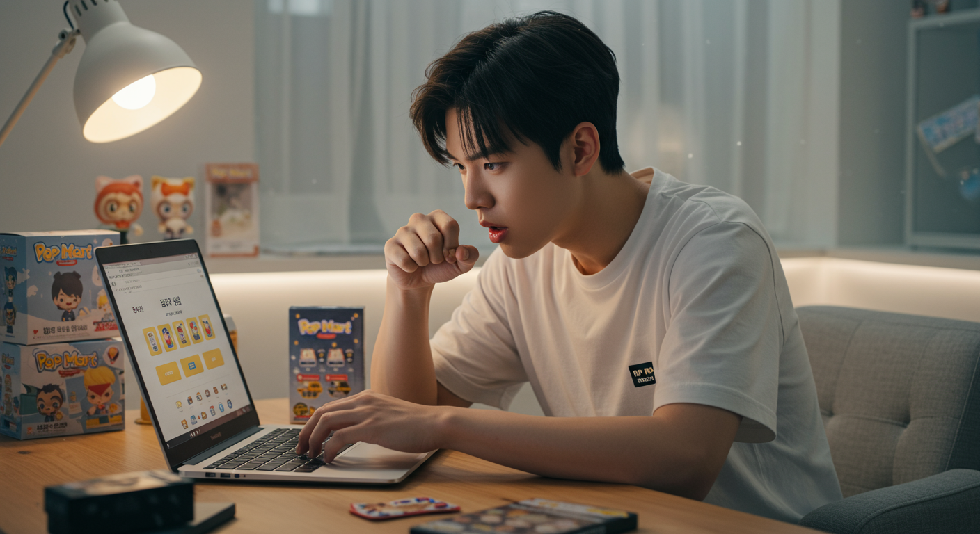 온라인 추첨에 참여하는 한국인의 모습