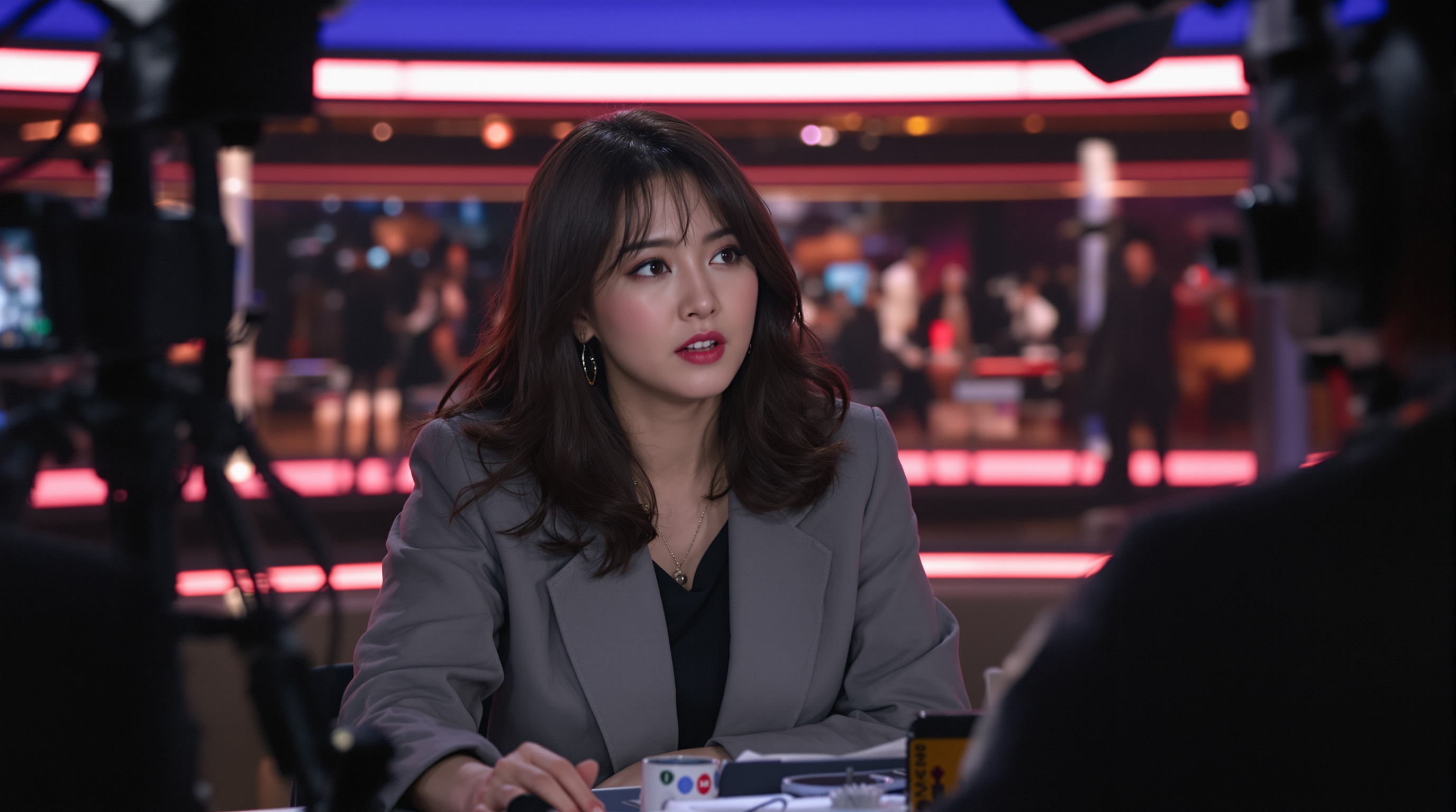 연예인이 방송에서 스캔들에 대해 논의하는 모습