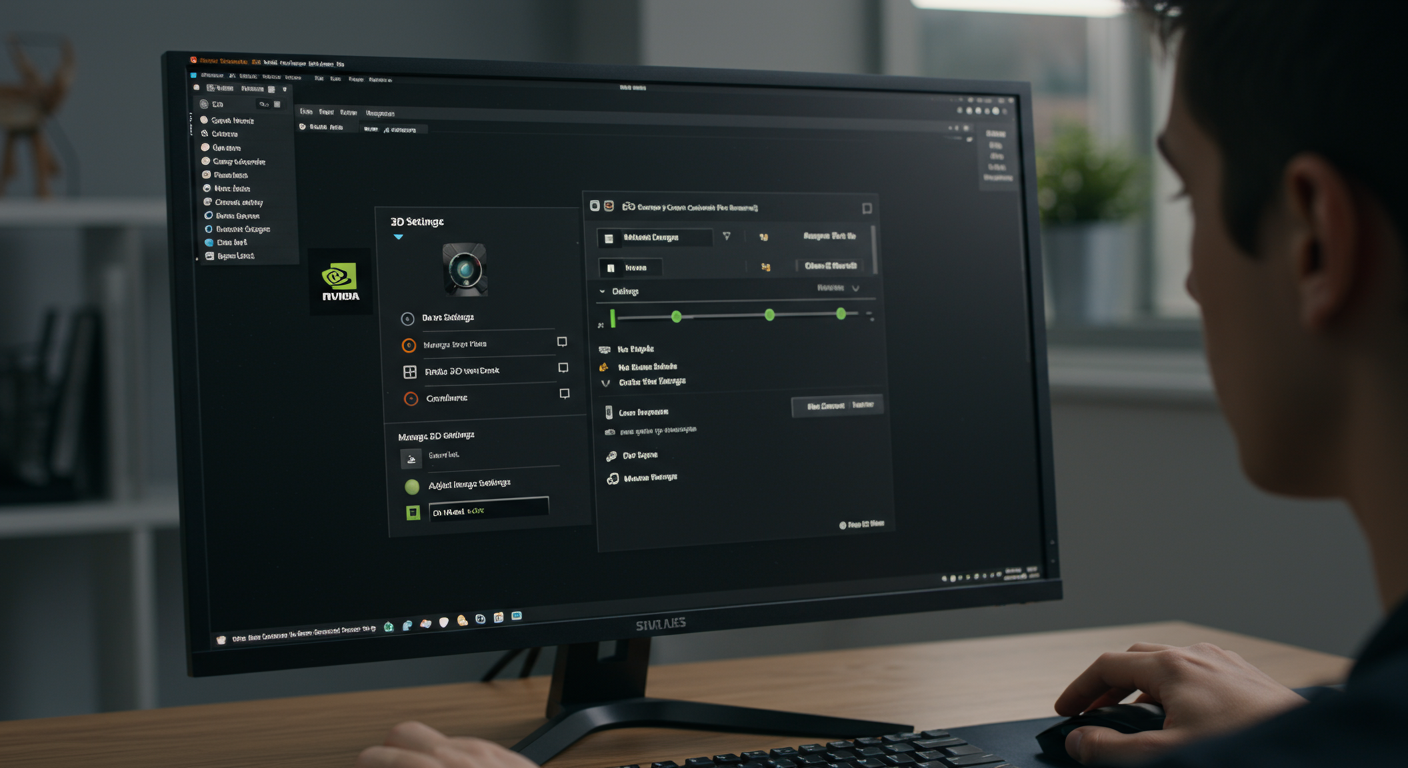 NVIDIA 제어판을 통해 그래픽 설정을 최적화하는 모습