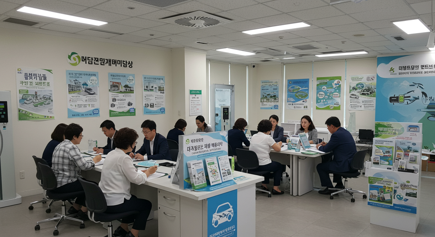 전기차 보조금을 상담하는 한국 정부 기관 내부 풍경