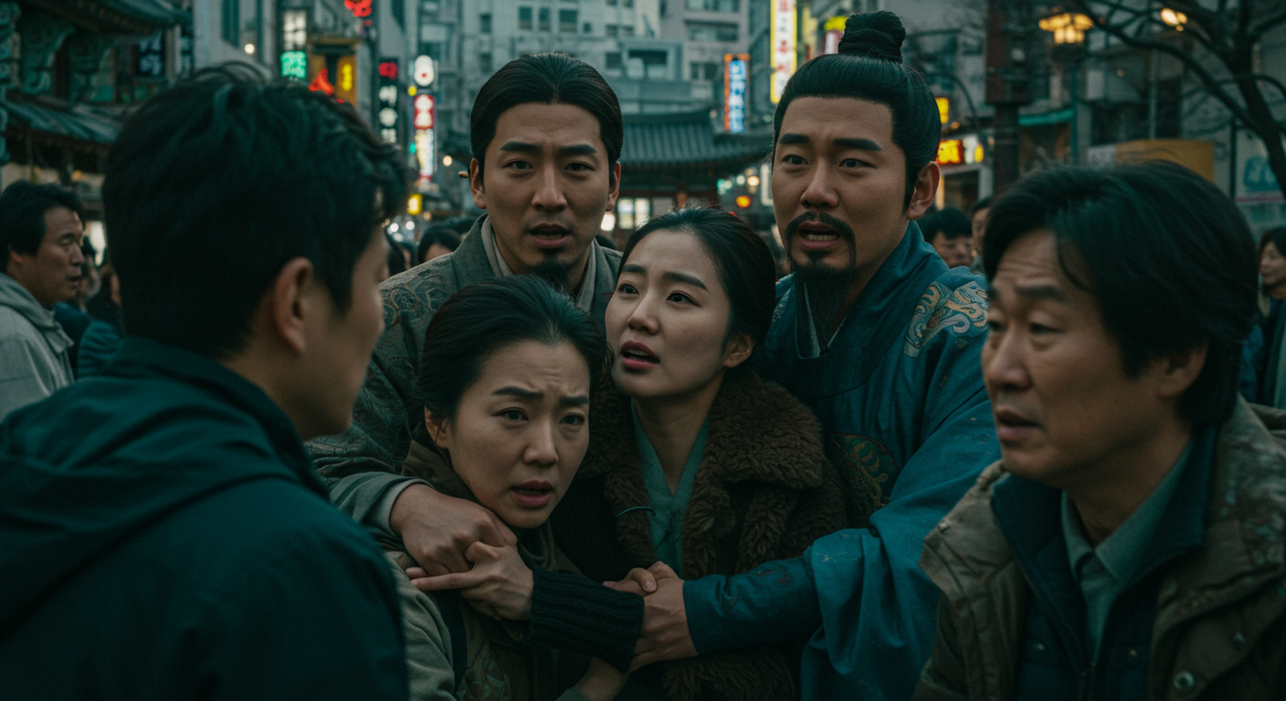 신과 인간의 복잡한 관계와 감정을 현대적으로 표현한 모습