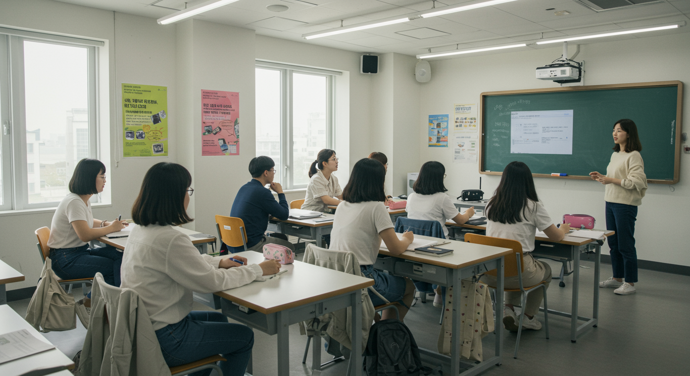 현대 교실에서 미디어 리터러시와 비판적 사고를 배우는 학생들