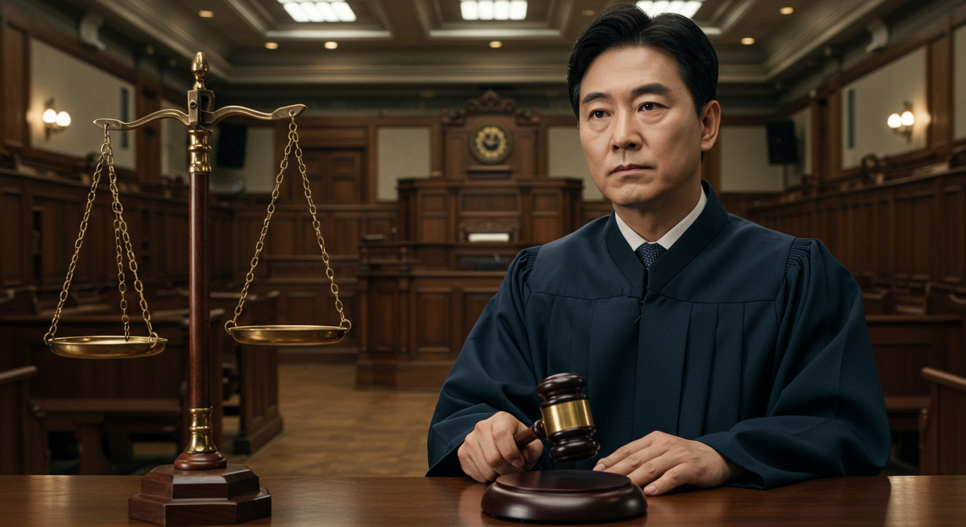 판사가 법정을 주재하는 장면