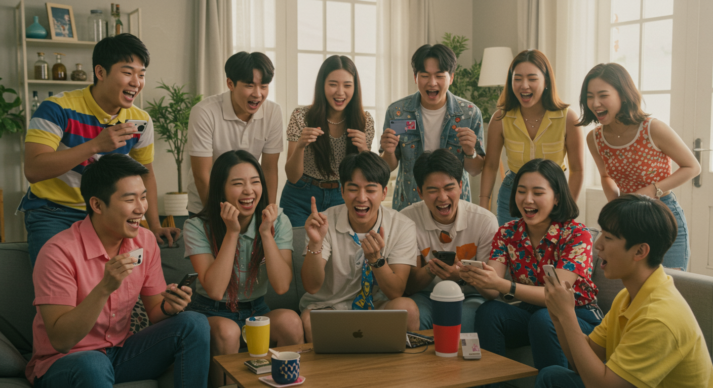 틱톡과 인스타그램 같은 소셜 미디어 플랫폼에서 칸쵸 이름 찾기 챌린지에 참여하는 젊은이들의 열정적인 모습