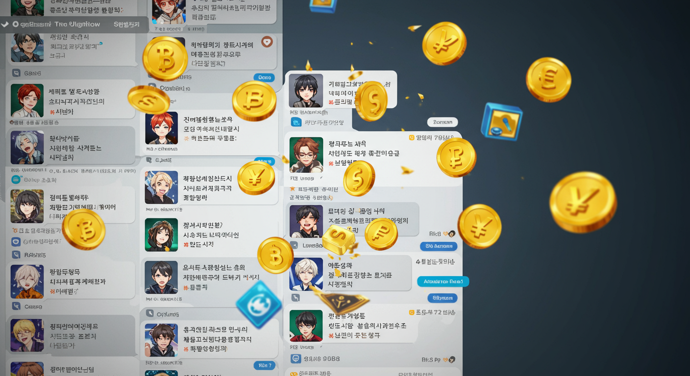 가상 경제 변화를 논의하는 한국 게이머들