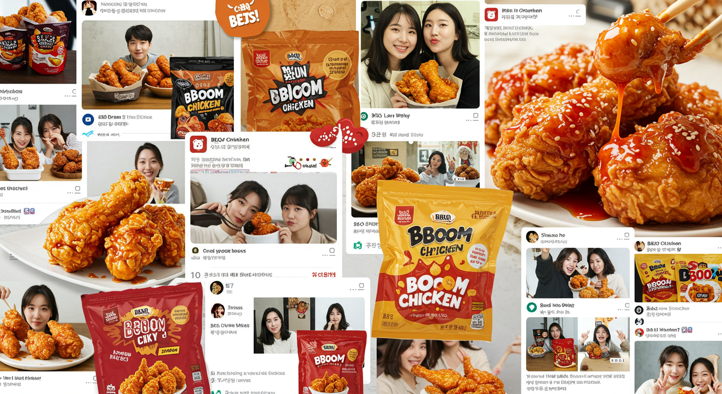 BBQ 뿜치킹 런칭 이벤트에서 성공적으로 팔린 후 SNS 리뷰와 사진들