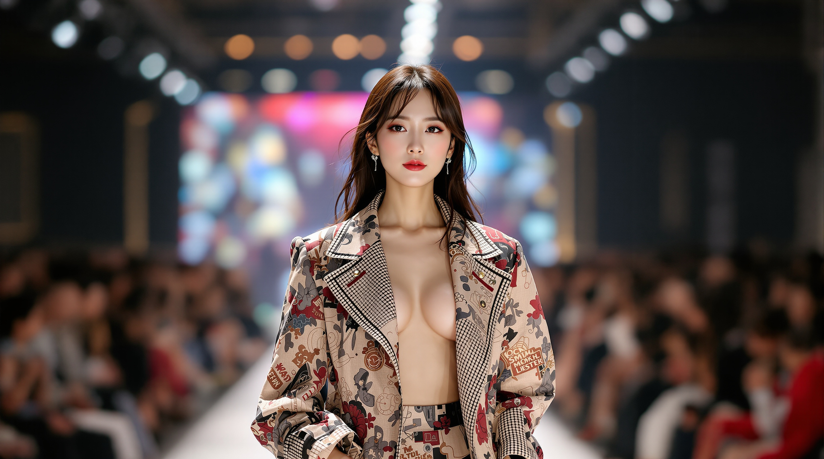 배우 김민하가 런웨이에서 시크한 패션을 선보이는 모습
