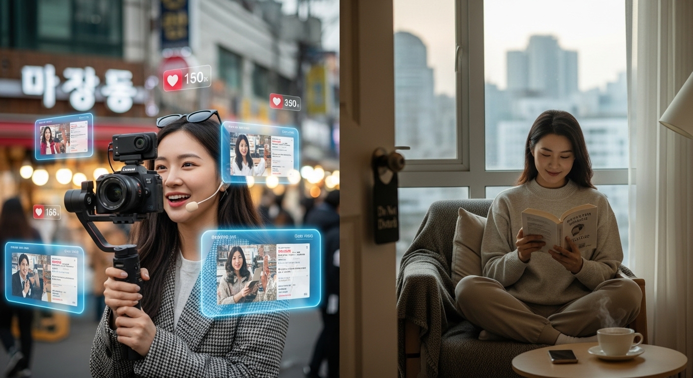 한 명은 활발한 콘텐츠 제작자이고 다른 한 명은 개인 프라이버시를 중시하는 두 한국 자매의 대조적인 생활 방식