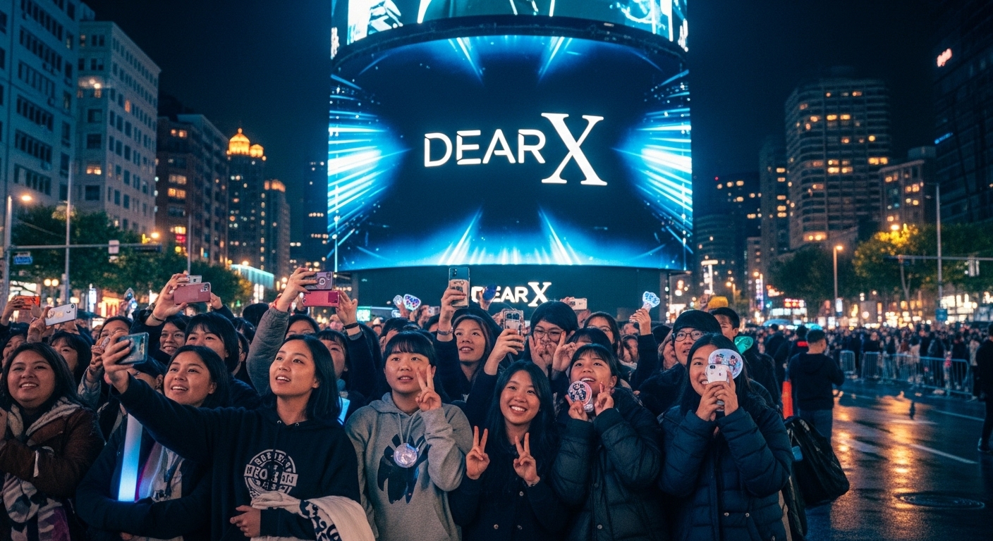 한국 드라마 '친애하는 X'의 개봉을 기다리는 팬들 모습