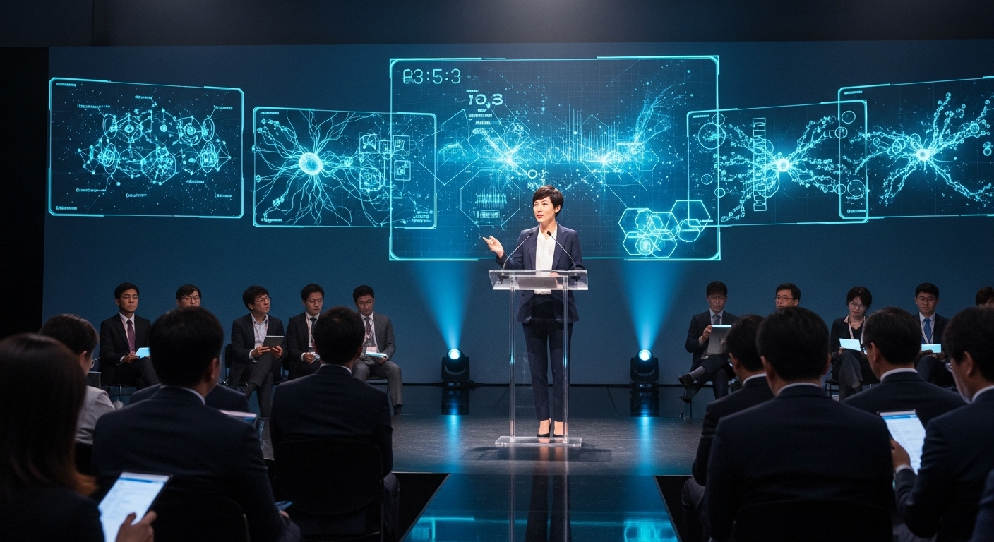 AI 서밋에서 발표 중인 기술 전문가