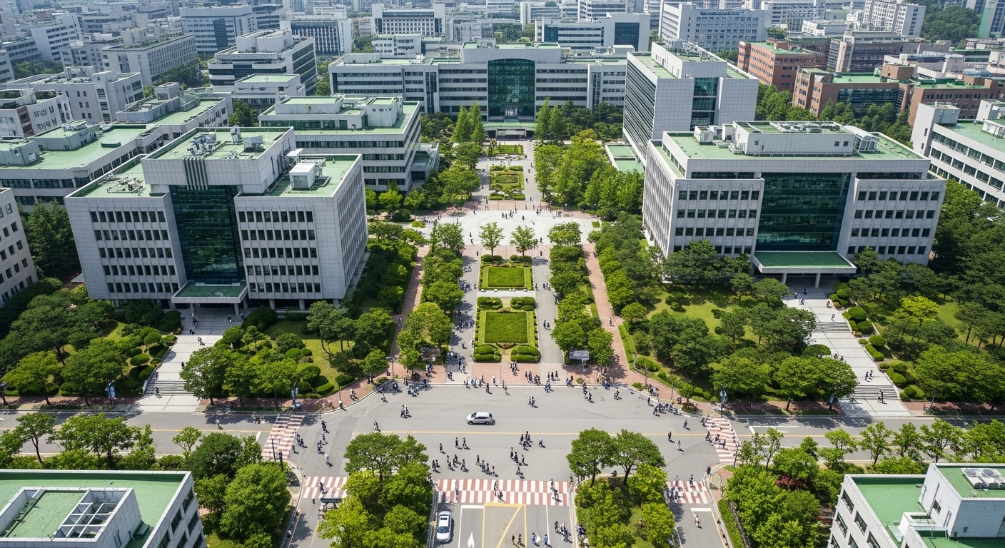 한양대학교 캠퍼스 전경과 학생들이 오가는 활기찬 모습