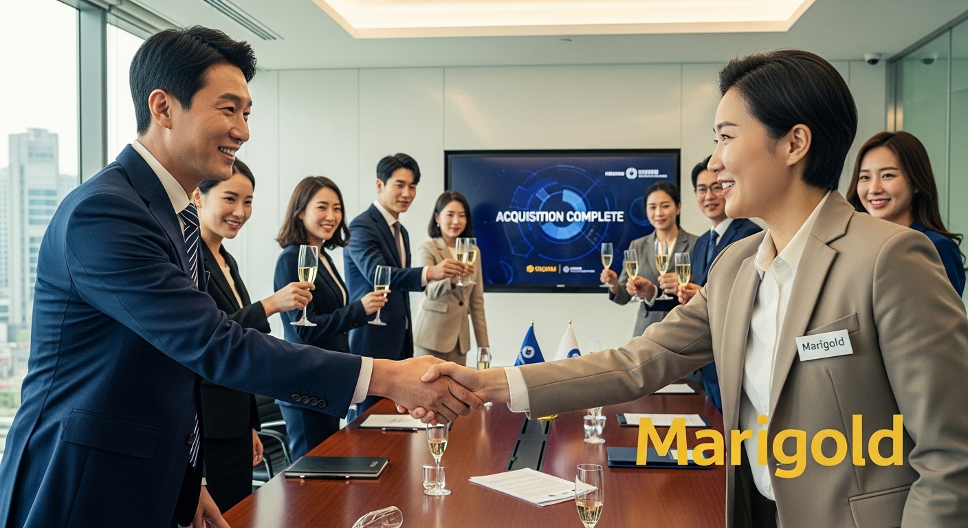성공적인 인수를 축하하며 악수하는 비즈니스 전문가들