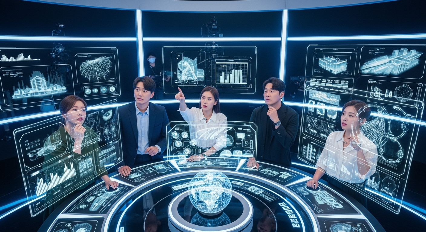 첨단 환경에서 미래 가능성을 고민하는 리얼리티 쇼 참가자들