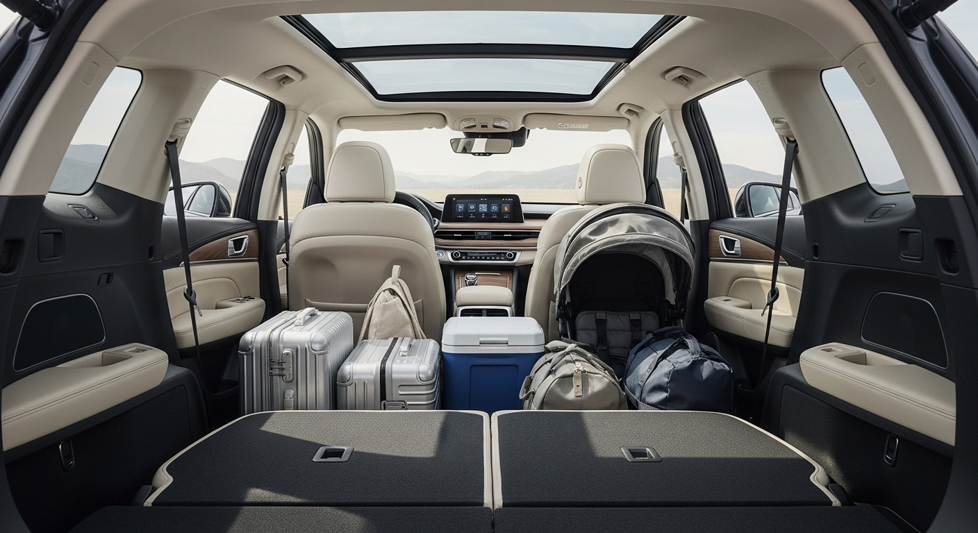 넓은 내부 공간과 여행을 위한 충분한 적재 공간을 갖춘 한국 패밀리 SUV