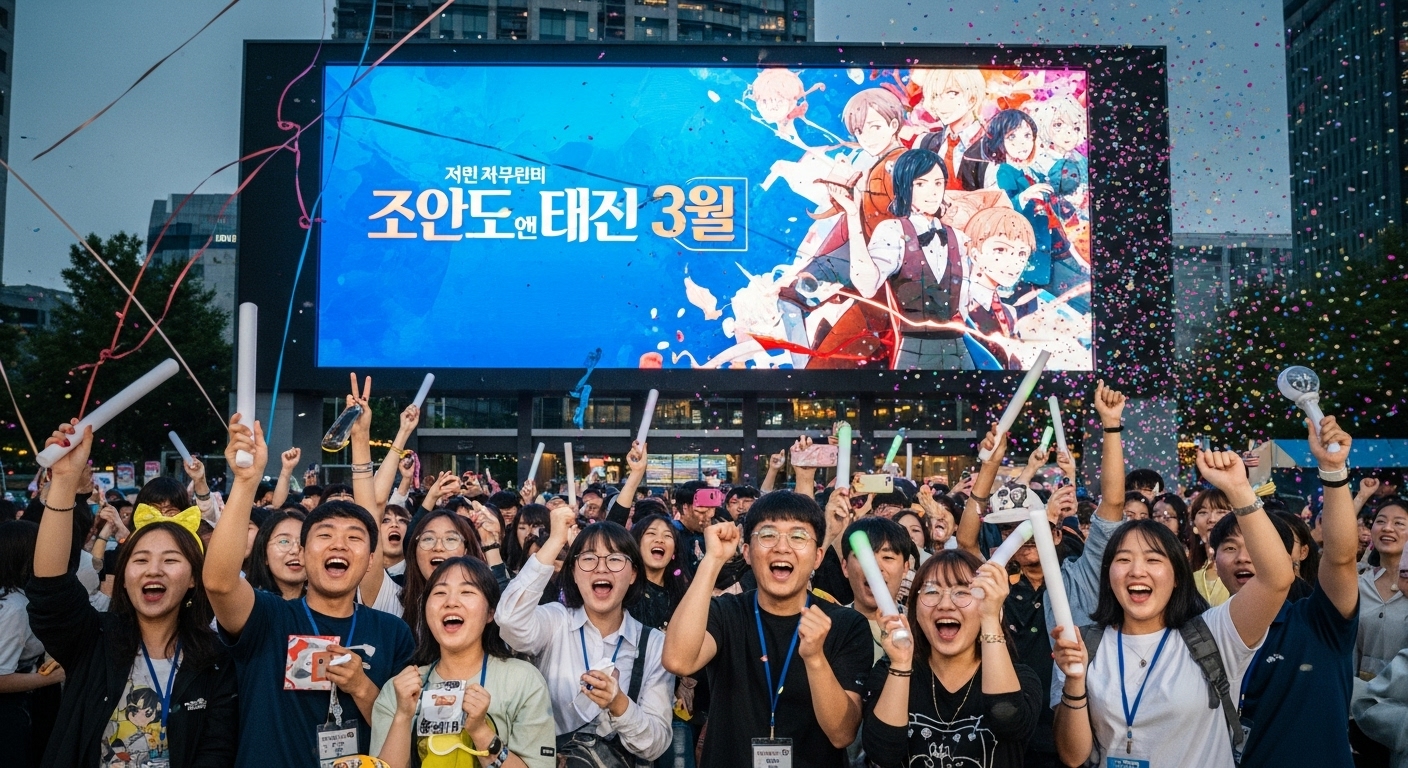 애니메이션 팬들이 약사의 혼잣말 3기 방영 소식을 축하하는 모습