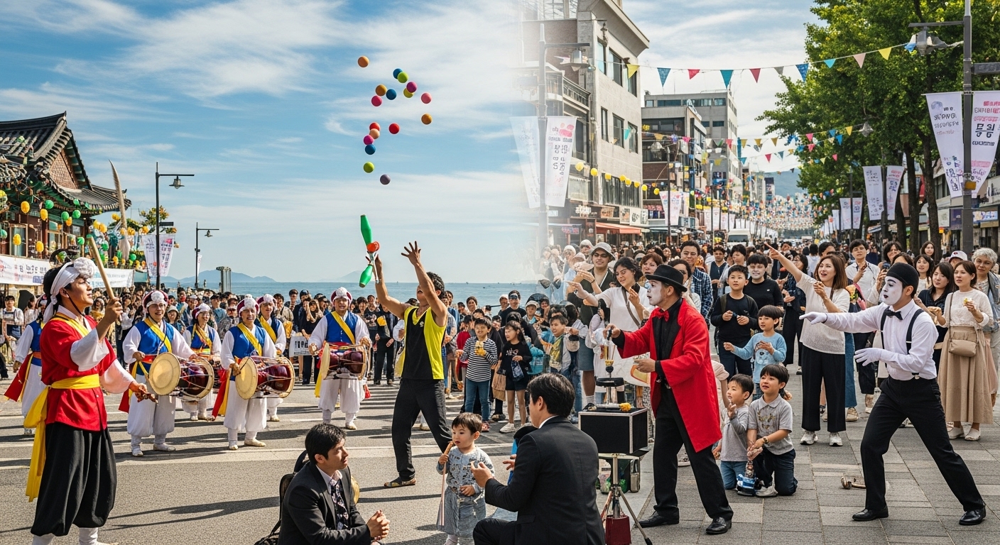 다양한 공연과 관객들로 활기찬 부산불꽃축제 낮시간 풍경