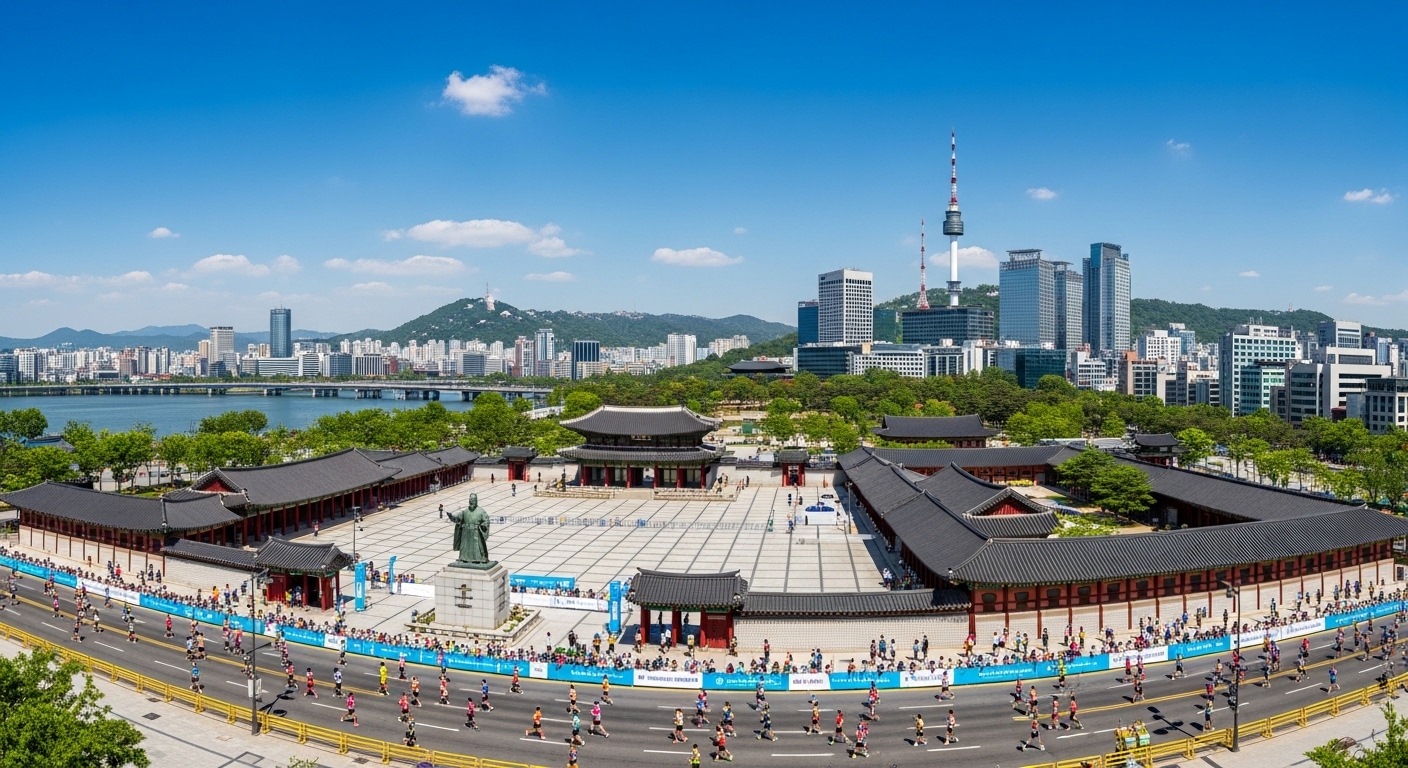 광화문과 남산타워 등 마라톤 코스를 따라 펼쳐진 서울의 풍경