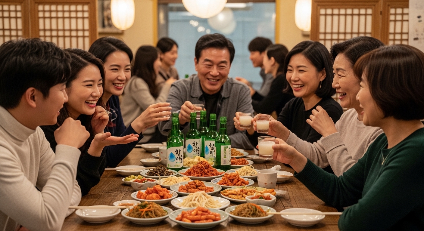 공용 테이블에서 편안하게 대화하는 다양한 사람들의 모습