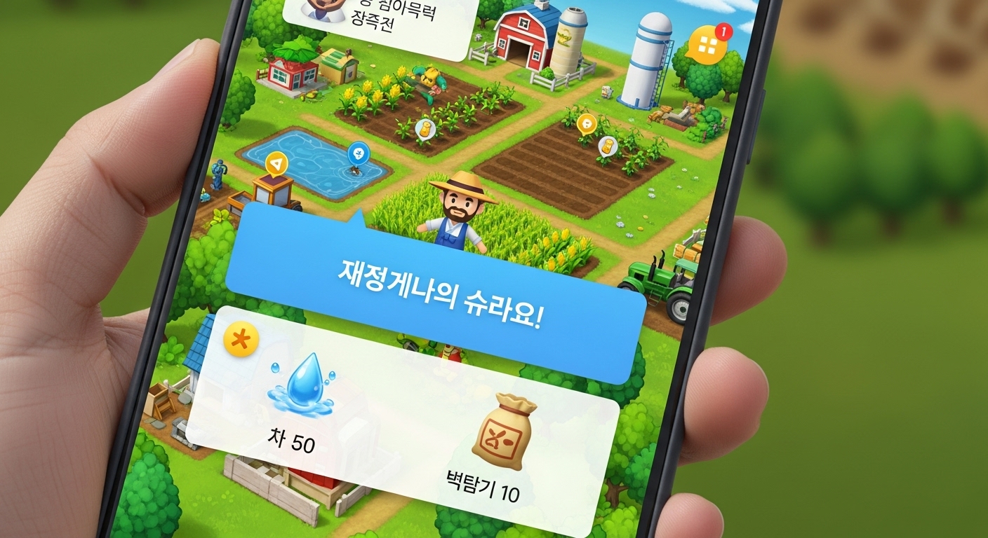 스마트폰 화면에 친구 초대로 인한 보상 알림이 나타나는 모습