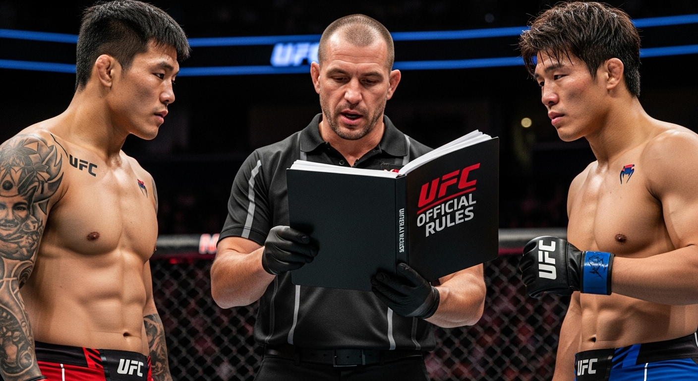 경기 전 UFC 룰 설명을 듣는 한국 격투기 선수들의 모습