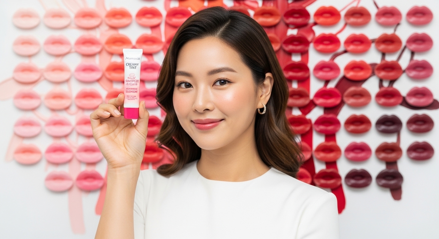 다양한 색상의 마몽드 크리미틴트 스퀴즈립을 들고 있는 뷰티 인플루언서