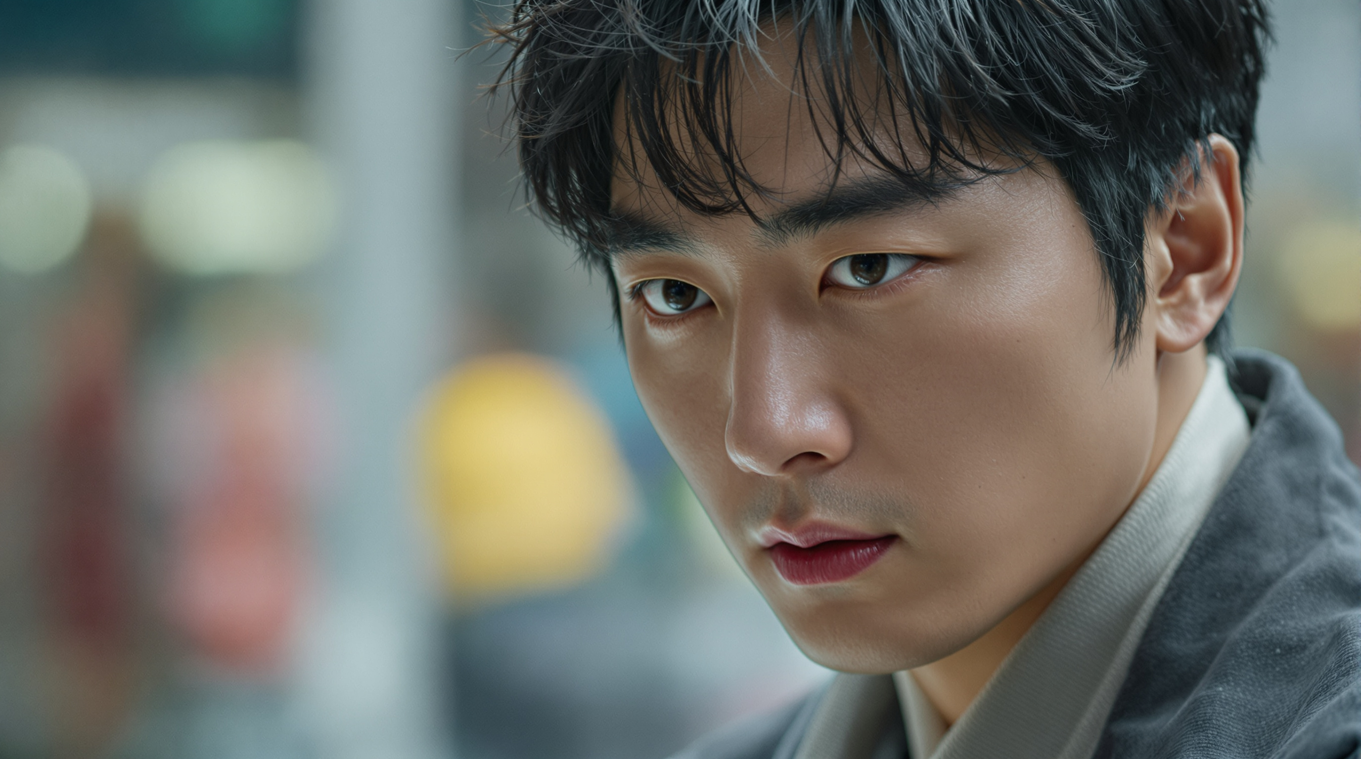 이민호가 촬영장에서 연기에 몰입하고 있는 장면