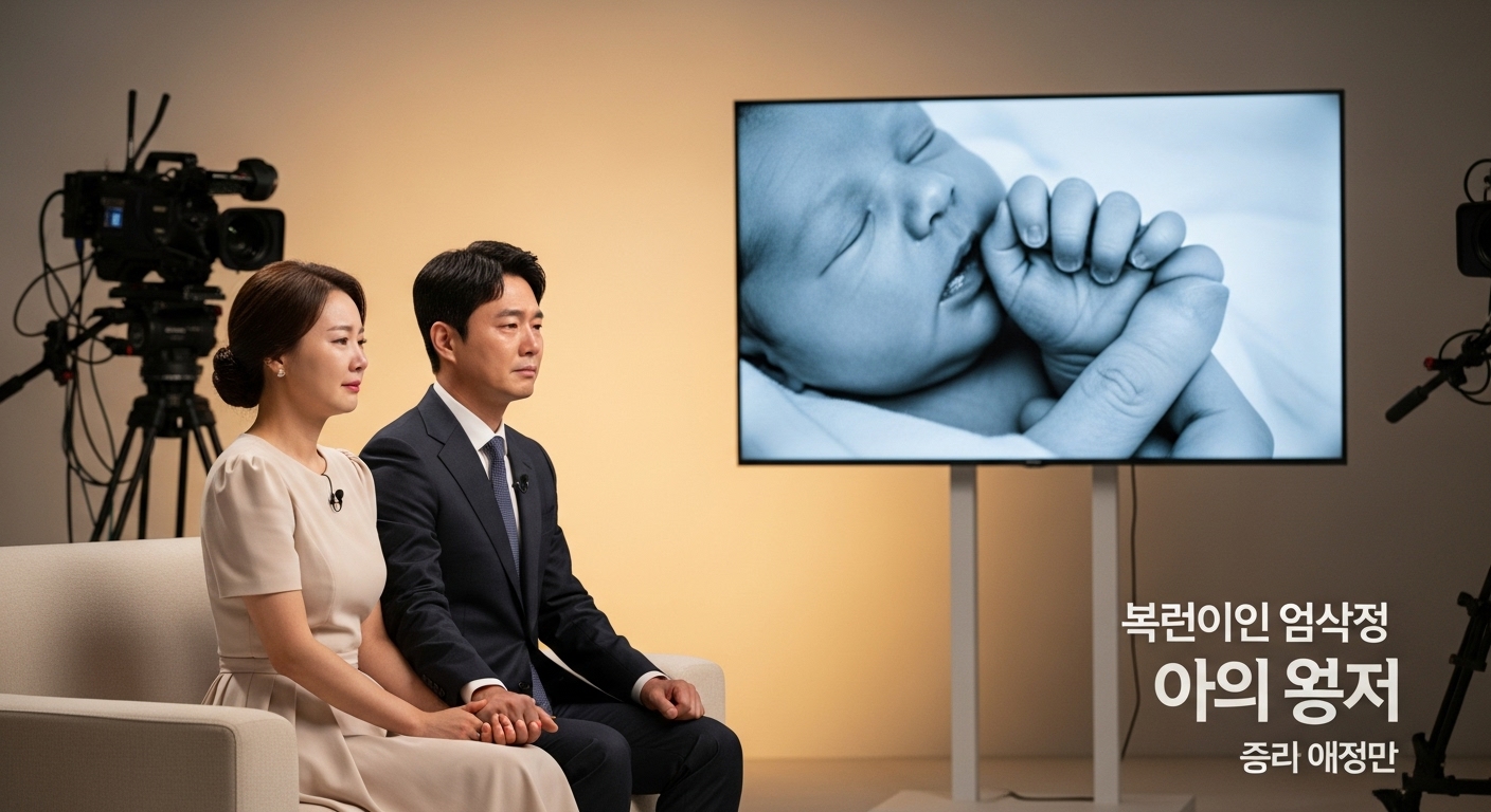 생방송 중 잃은 아이를 추억하는 감정적인 장면