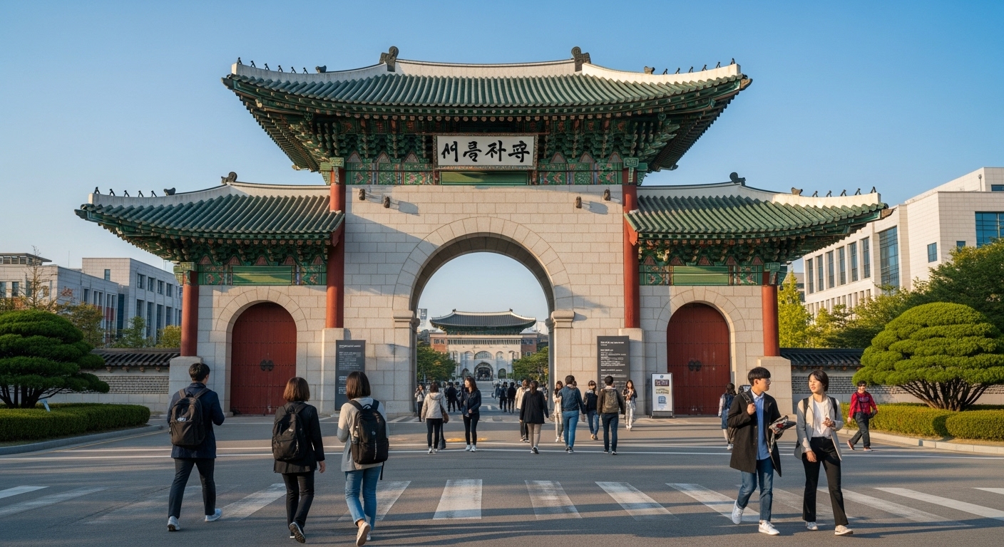 서울대학교 정문과 학생들 모습