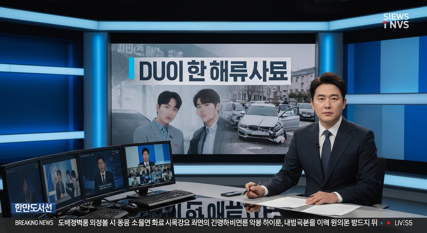 뉴스 스튜디오에서 유명 가수 관련 음주 뺑소니 사건 보도