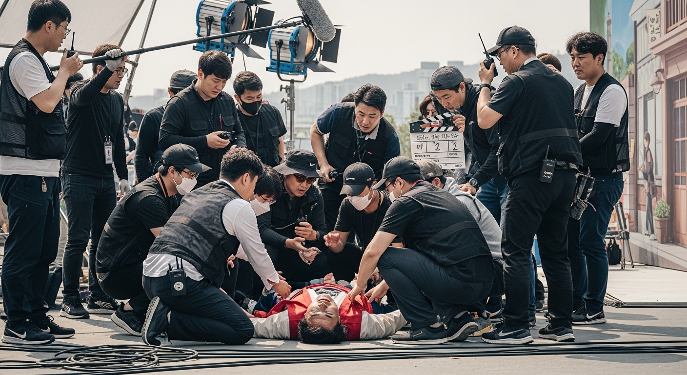 경기도 가평 촬영장에서 갑자기 쓰러진 중년 개그맨을 둘러싼 긴급한 상황