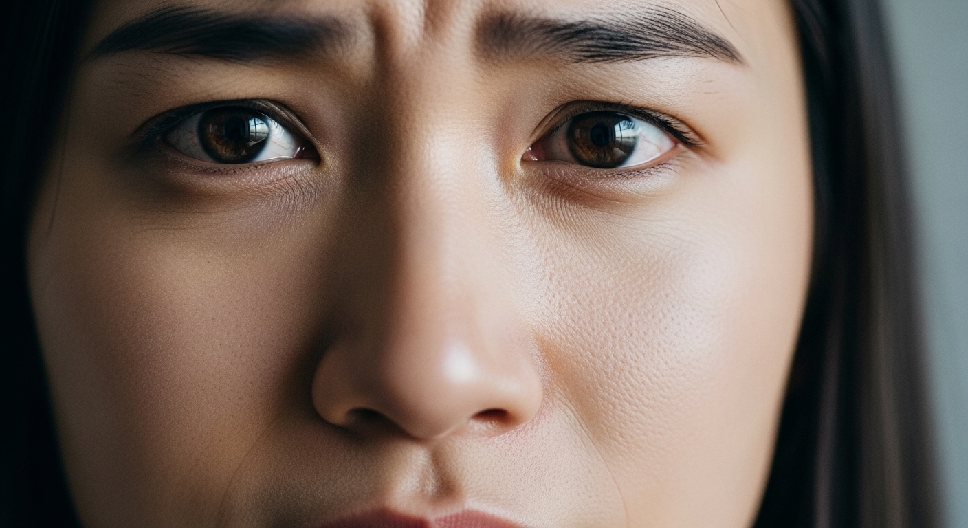 다양한 상황에서의 이빠짐 꿈을 해석하며 여러 감정을 표현하는 얼굴 클로즈업 장면