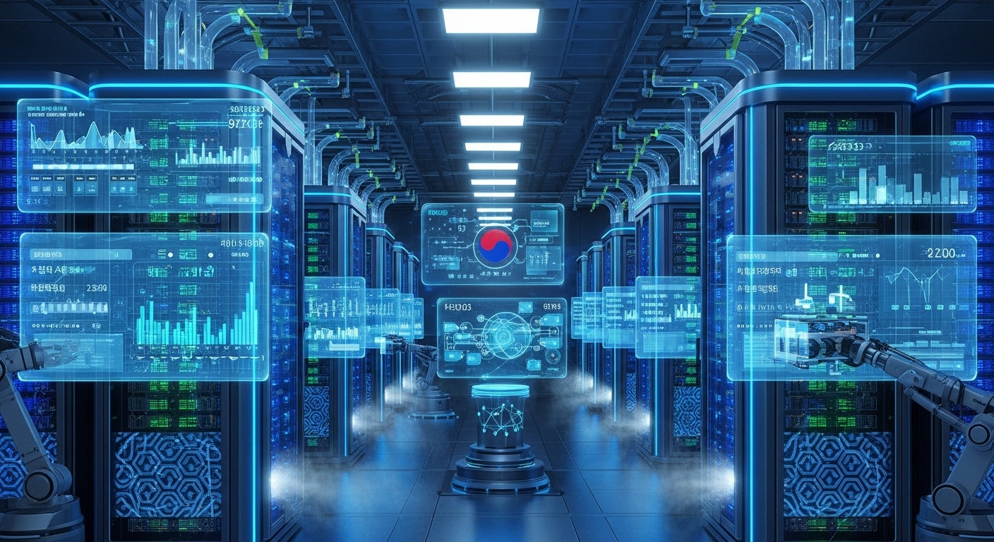 최첨단 기술과 견고한 시스템으로 강화된 미래 지향적인 한국 서버 인프라 모습
