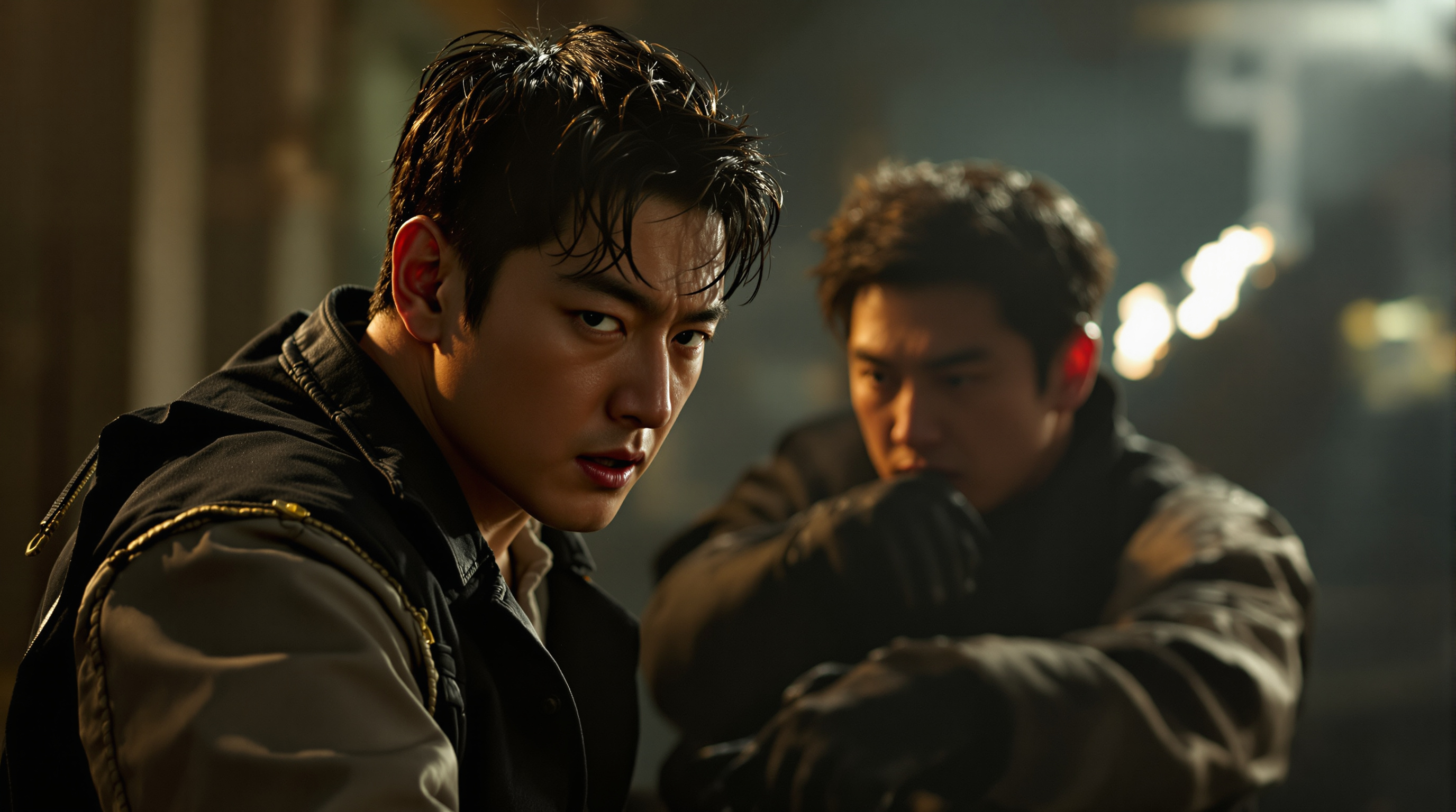 지창욱과 도경수가 촬영장에서 갈등과 결의를 표현하는 장면