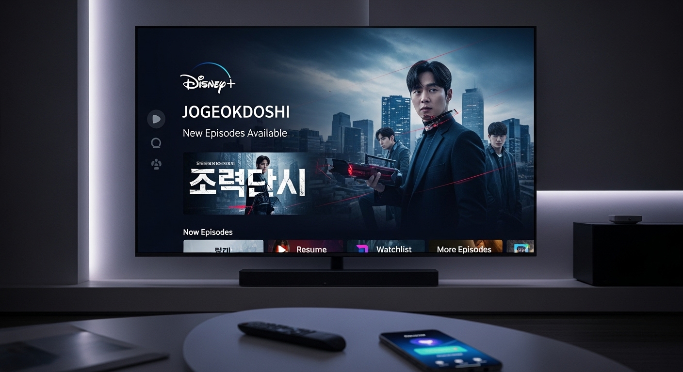 디즈니플러스에서 '조각도시' 에피소드 스트리밍 인터페이스