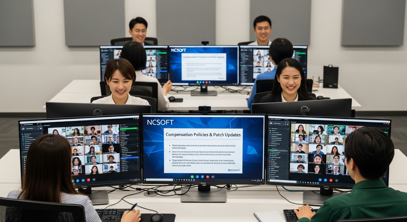온라인으로 보상 정책과 패치 업데이트를 논의하는 NC소프트 고객 서비스 대표들