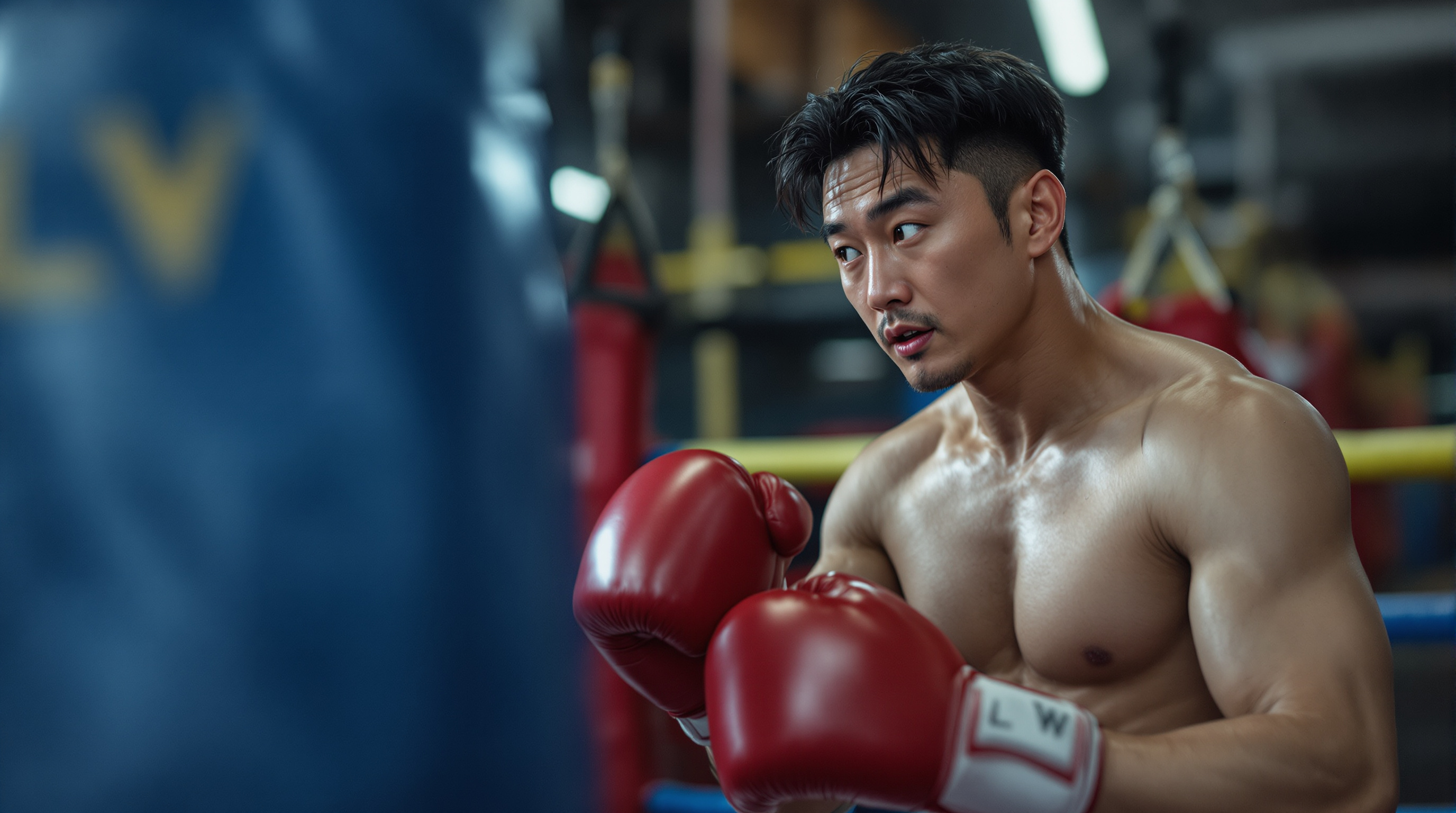 복싱 체육관에서 젊은 복서들을 멘토링하는 배우 마동석의 모습