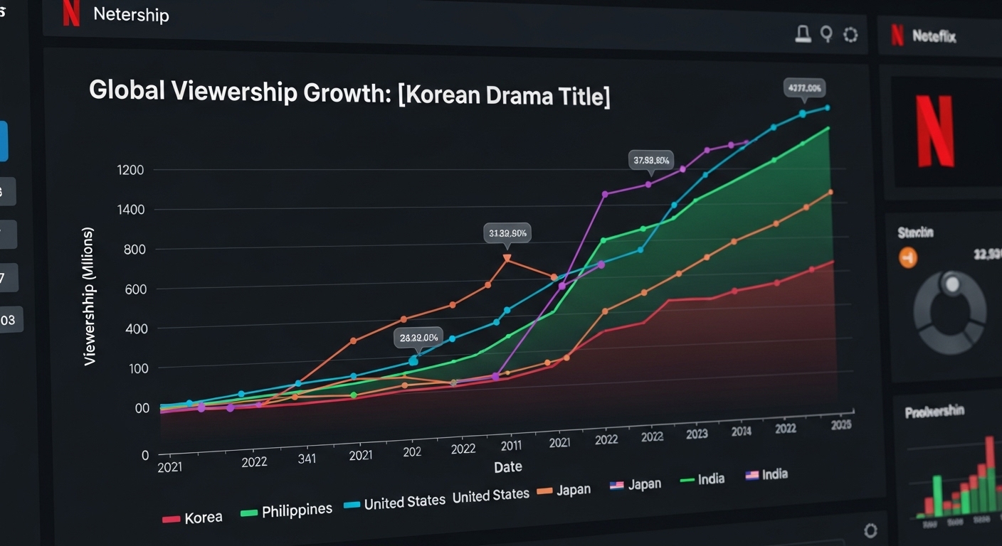 한국 드라마 시청률 증가를 보여주는 그래프
