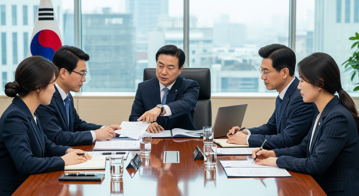 정부 기관에서 펫산업 관련 법안 논의를 하는 공무원들 모습