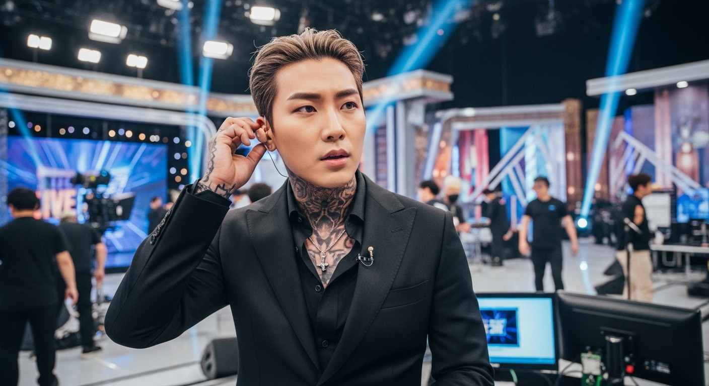 방송 준비 중인 모습으로 타투를 메이크업으로 감춘 여성