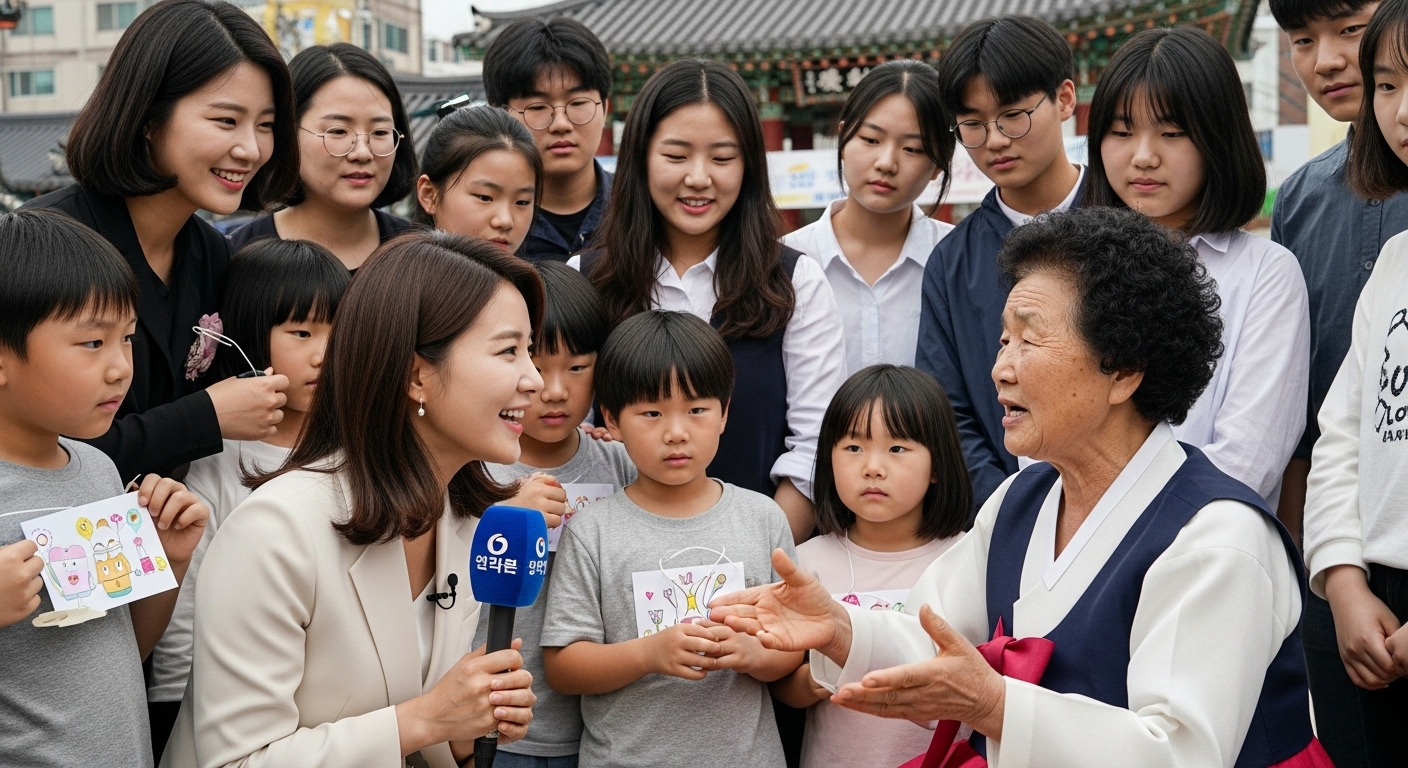 진주 시민들과 소통하는 지역 행사에서 활약하는 뉴스 앵커 모습