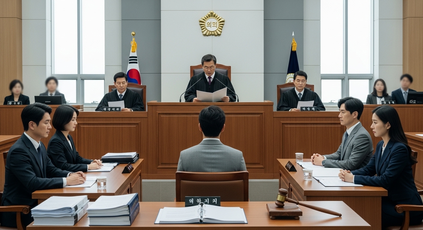 제주지방법원에서 판사가 판결을 내리는 모습