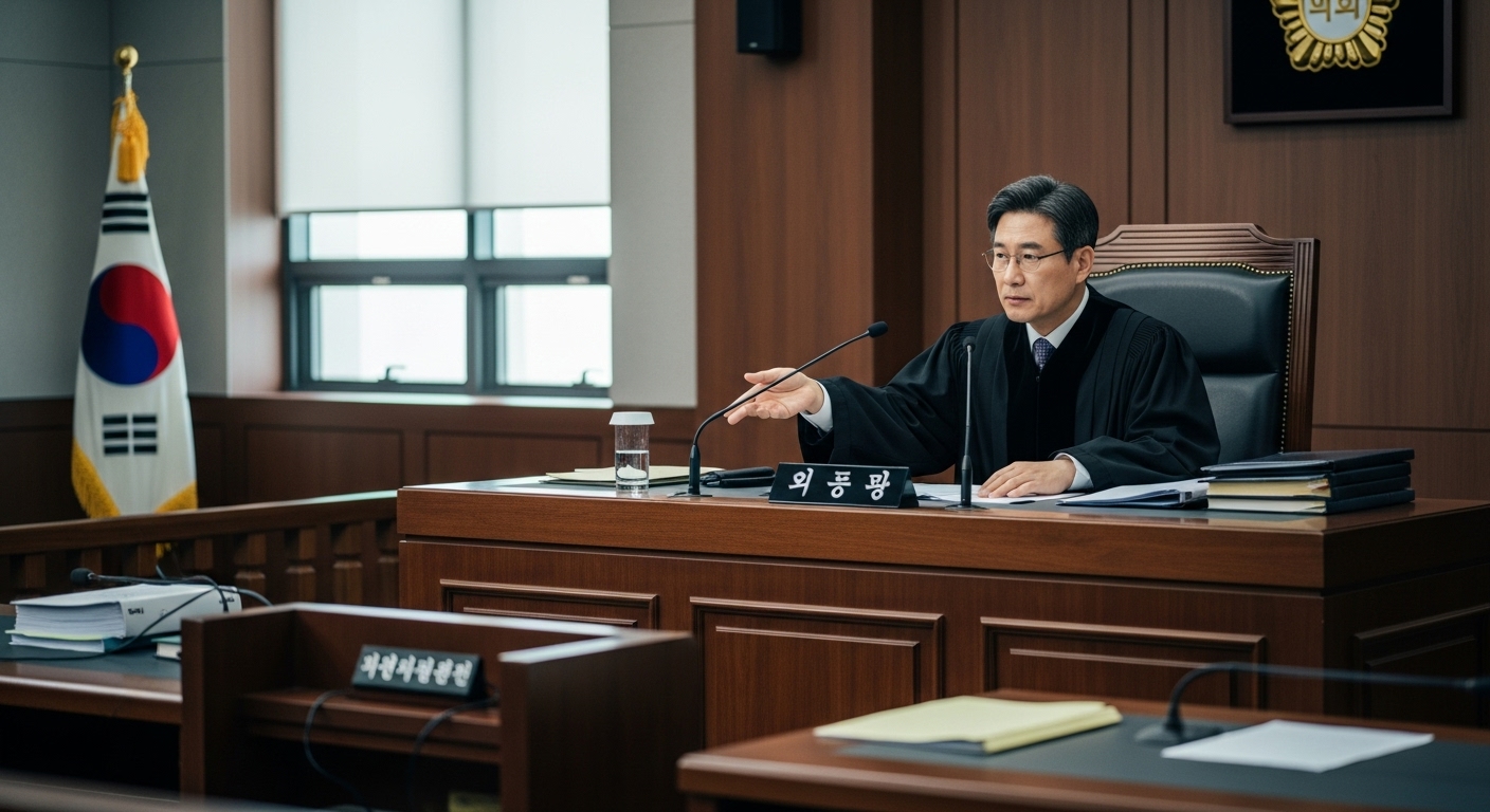 필기 상태보다 내용 신빙성을 강조하는 한국 법원의 판사 모습