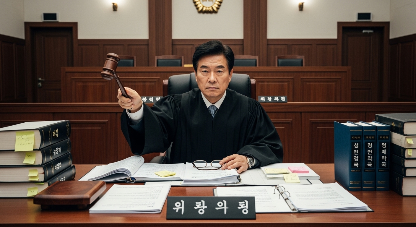 절차를 엄격히 지키며 법정을 관리하는 한국 판사의 모습