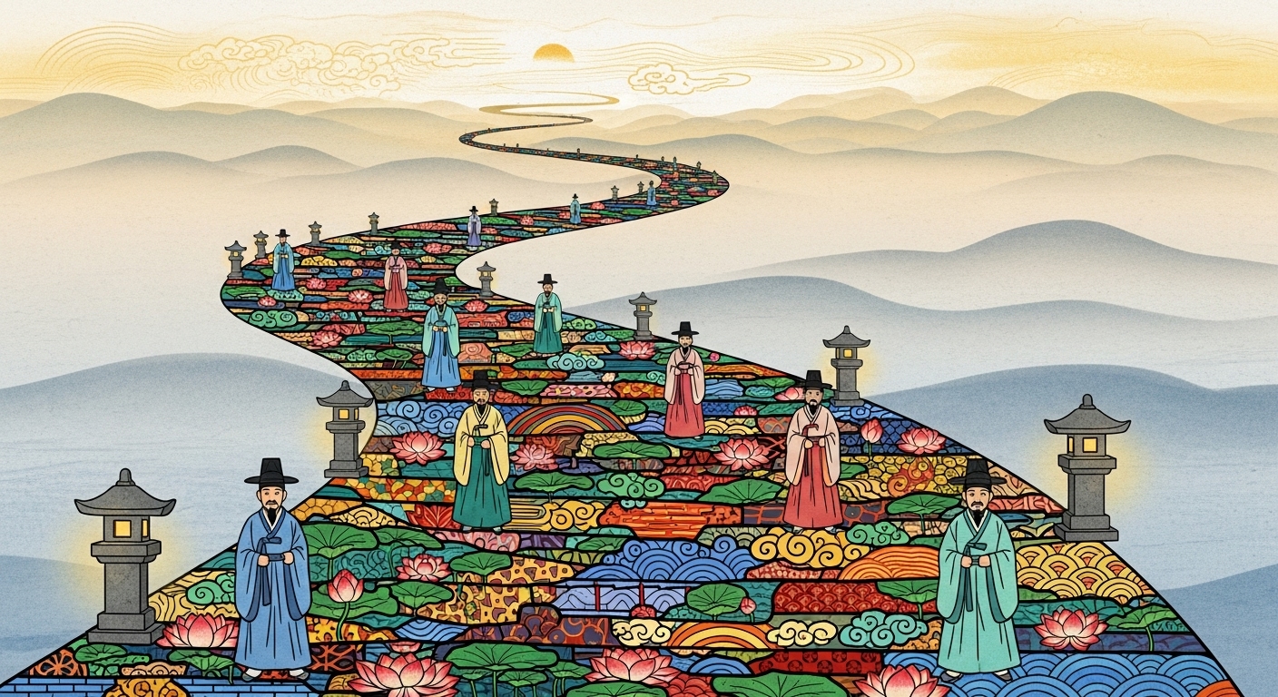 삶의 여정과 방향을 상징하는 추상적 길의 이미지