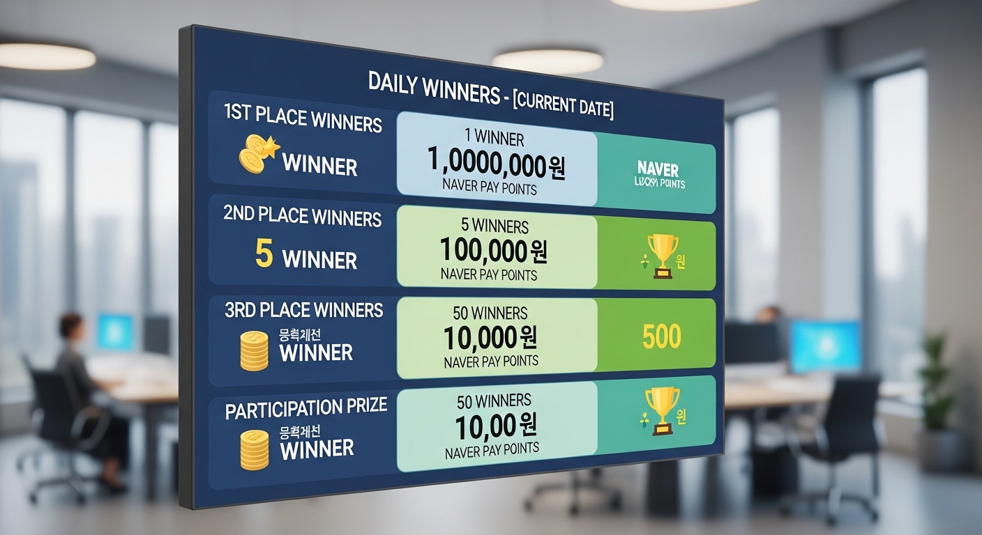 네이버 럭키볼의 일일 당첨 구조를 보여주는 상세한 차트