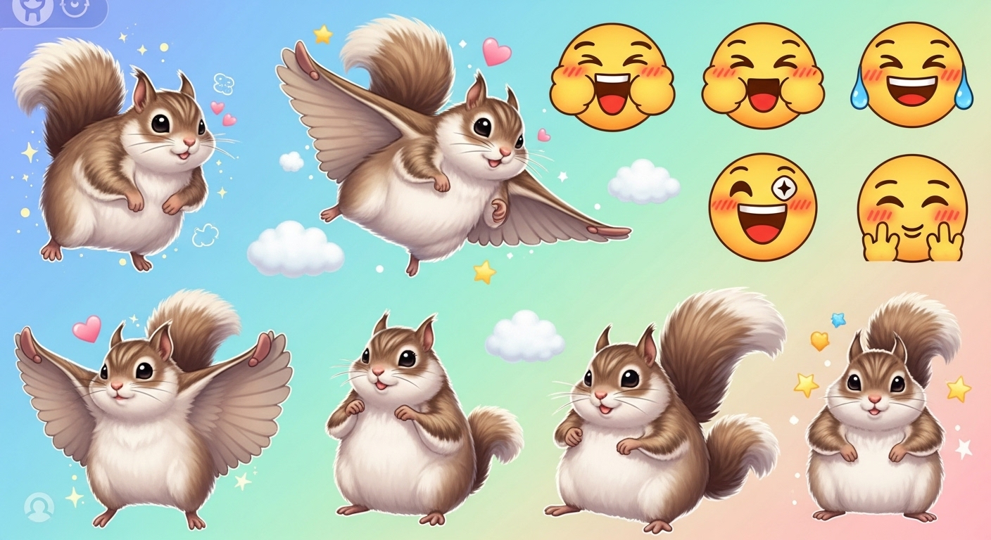 복슬복슬한 질감과 둥글둥글한 몸매를 가진 모몽가 카톡테마