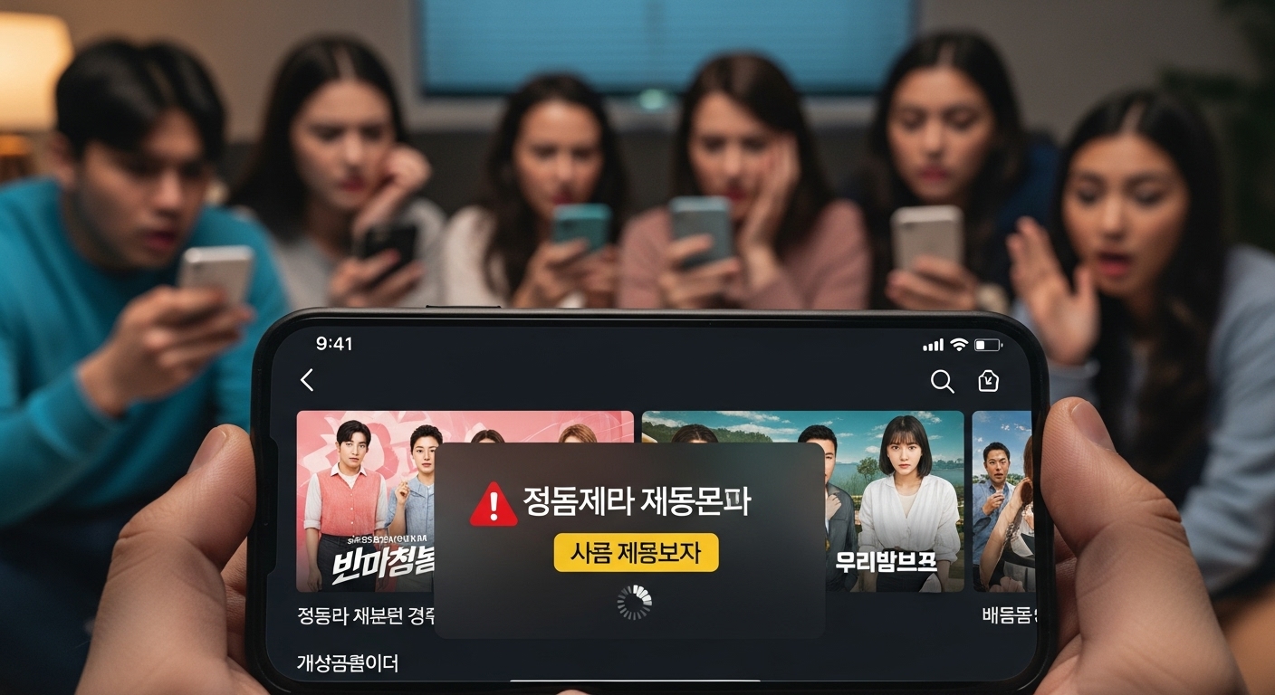인기 예능 프로그램이 갑작스럽게 볼 수 없게 된 상황에서 당혹스러워하는 사용자들 모습